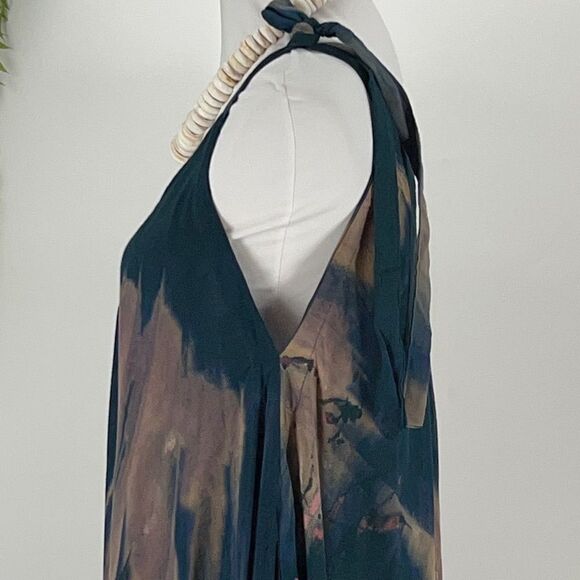 Pōʻalima Romper  Green/Teal/Blue/Gray/Coral V Neck Shoulder TIe Wide Leg Romper - Picture 12 of 15